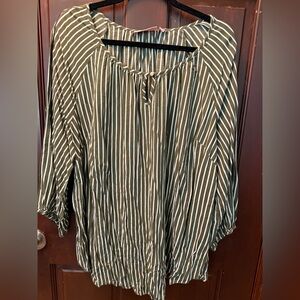 Evri Striped Green & White Blouse